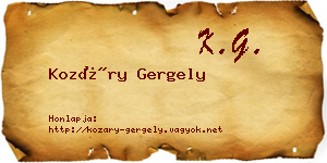 Kozáry Gergely névjegykártya